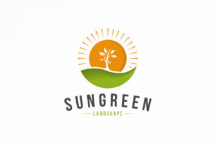 Sun Green Landscape Logo Template